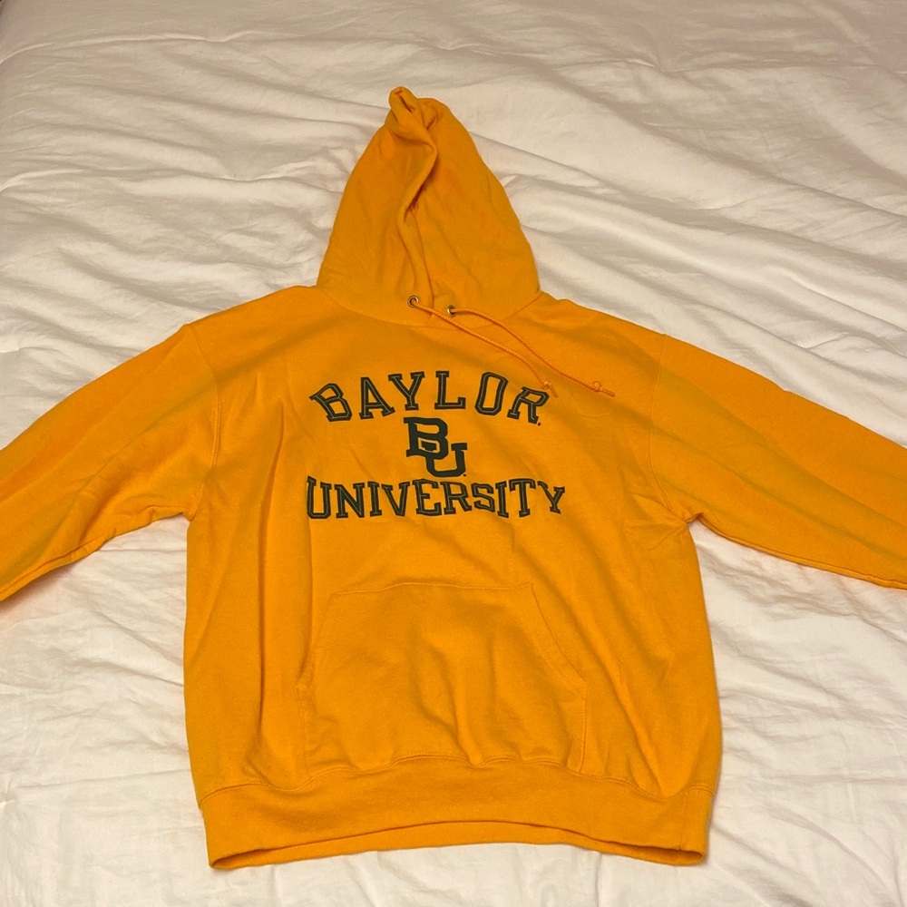 Champion Yellow Hoodie with Green Print